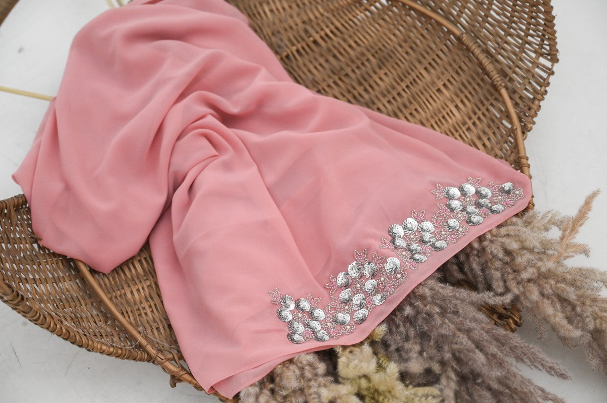 SHAGUN | FESTIVE HANDWORK LIGHT PINK HIJAB