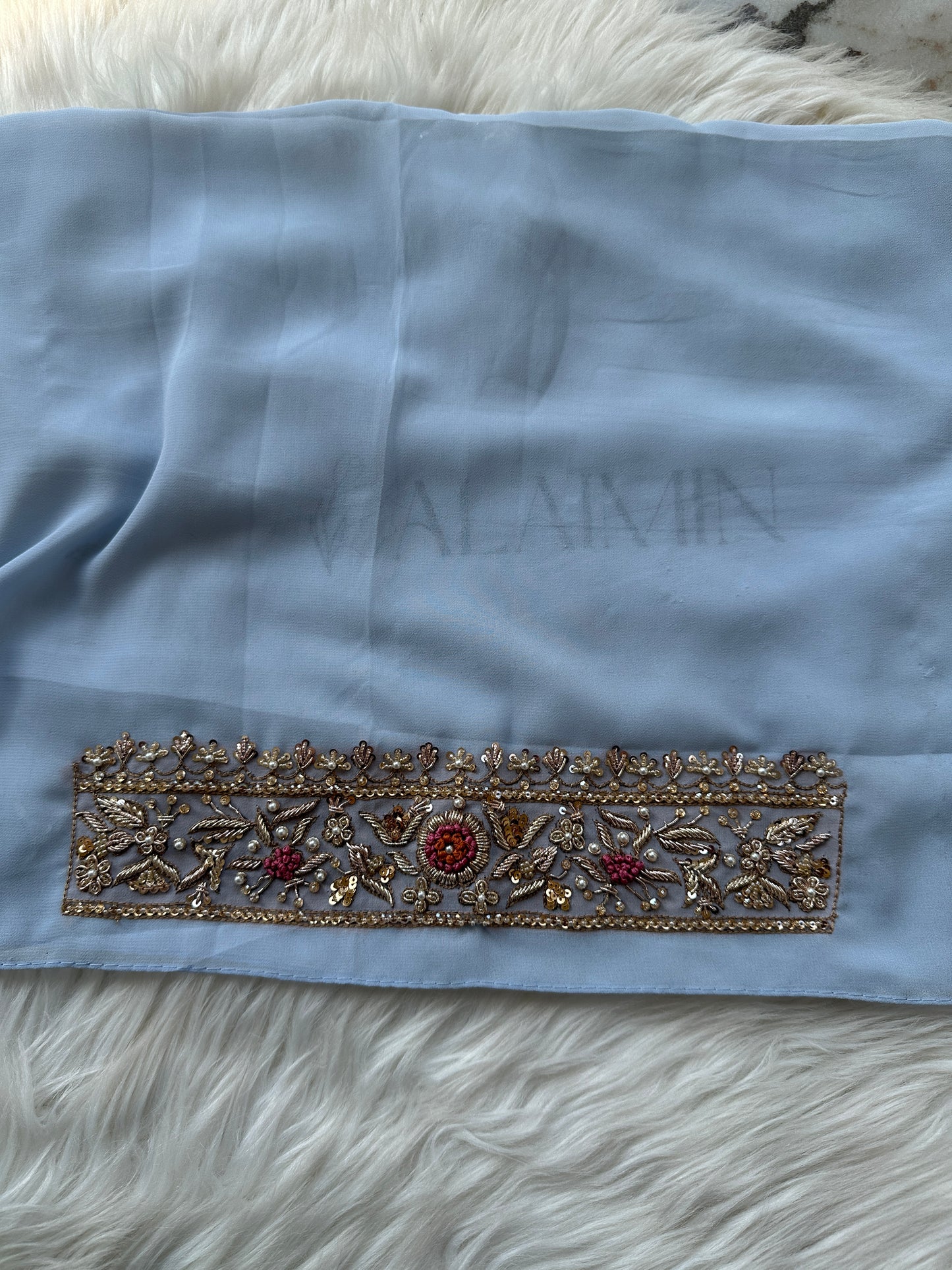 ELARA | FESTIVE PARTY WEAR LUXURY HANDWORK ICE BLUE HIJAB PARTY WEAR FOR WEDDINGS & EID