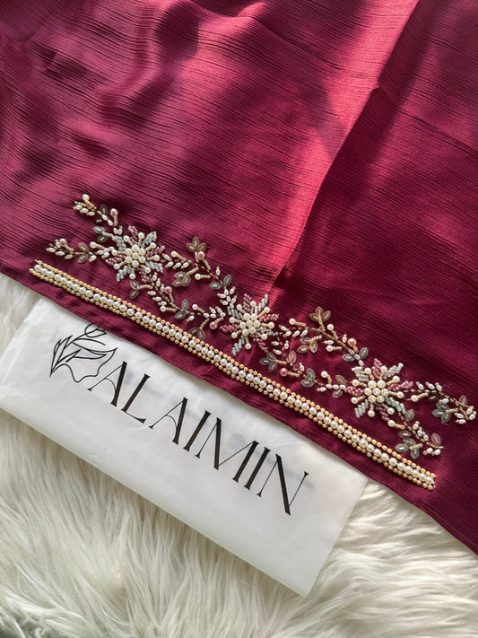 MEHR | FESTIVE HANDWORK MAGENTA HIJAB