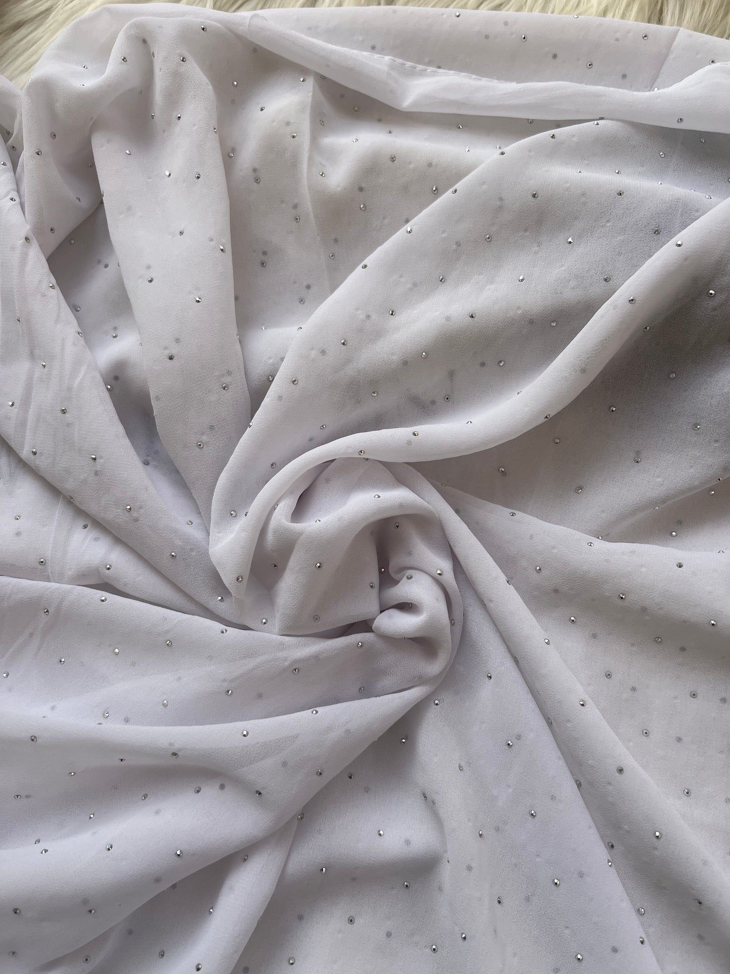 PEARL WHITE | RHINESTONE CHIFFON HIJAB