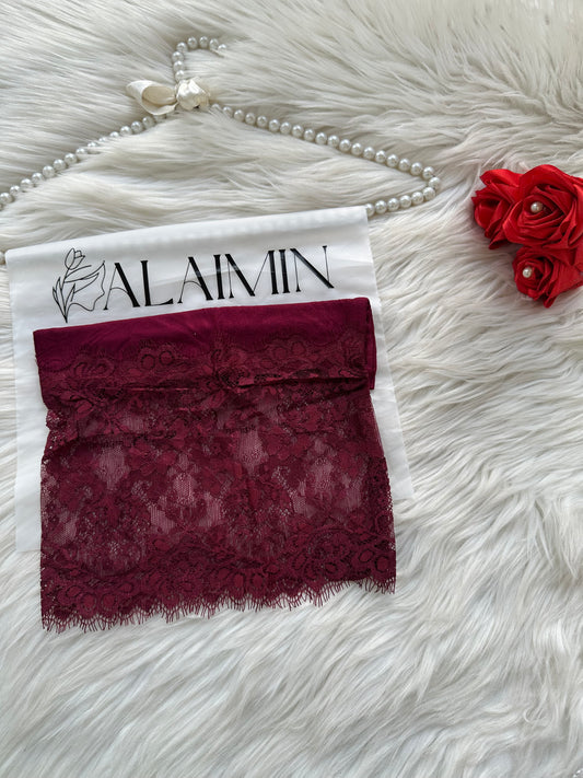 High-Quality Fancy Net Hijab Tube Cap Maroon