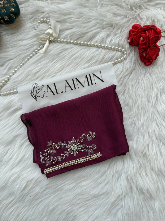 MEHR | FESTIVE HANDWORK MAGENTA HIJAB
