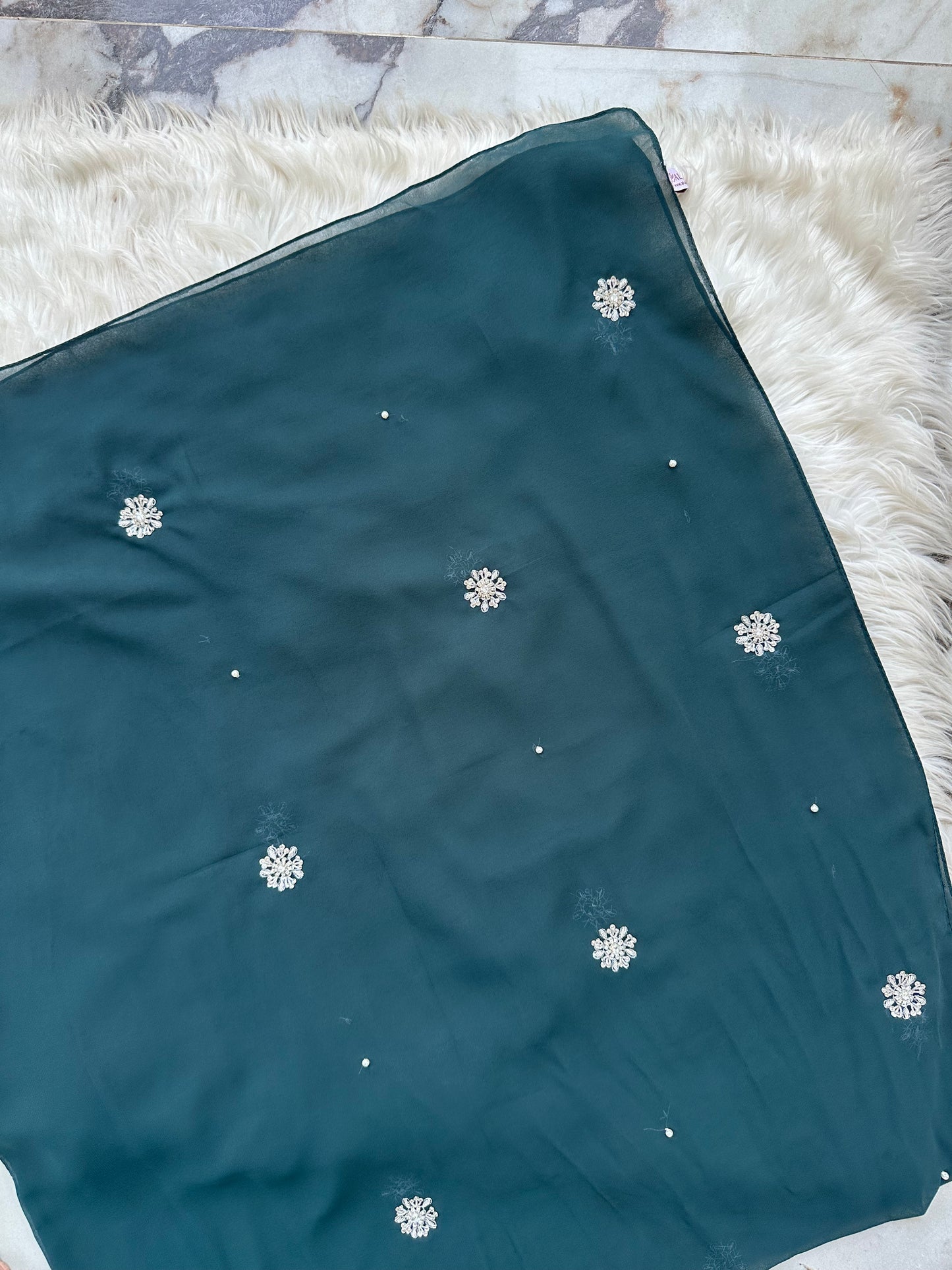 Bahar-e-Gul | Bottle Green | Signature All-Over Floral Hijab