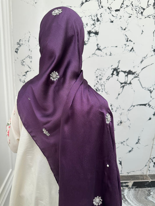 Bahar-e-Gul | Purple| Signature All-Over Floral Hijab