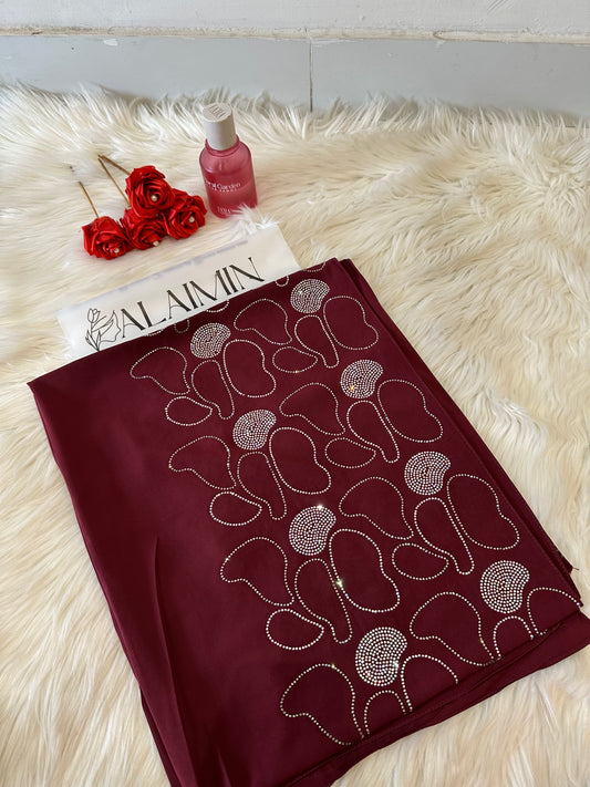 Deep Maroon Luxe Stone Hijab