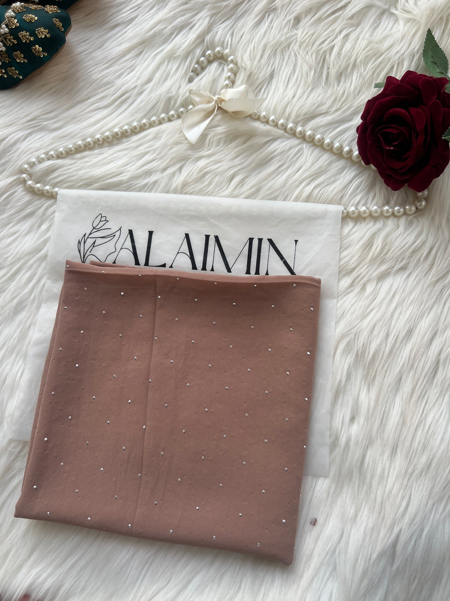 CARAMEL BEIGE | RHINESTONE CHIFFON HIJAB