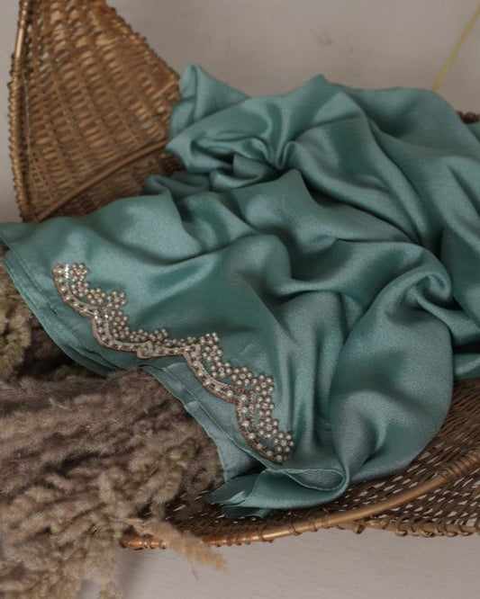 SEHR E NOOR | FESTIVE HANDWORK AQUA HIJAB