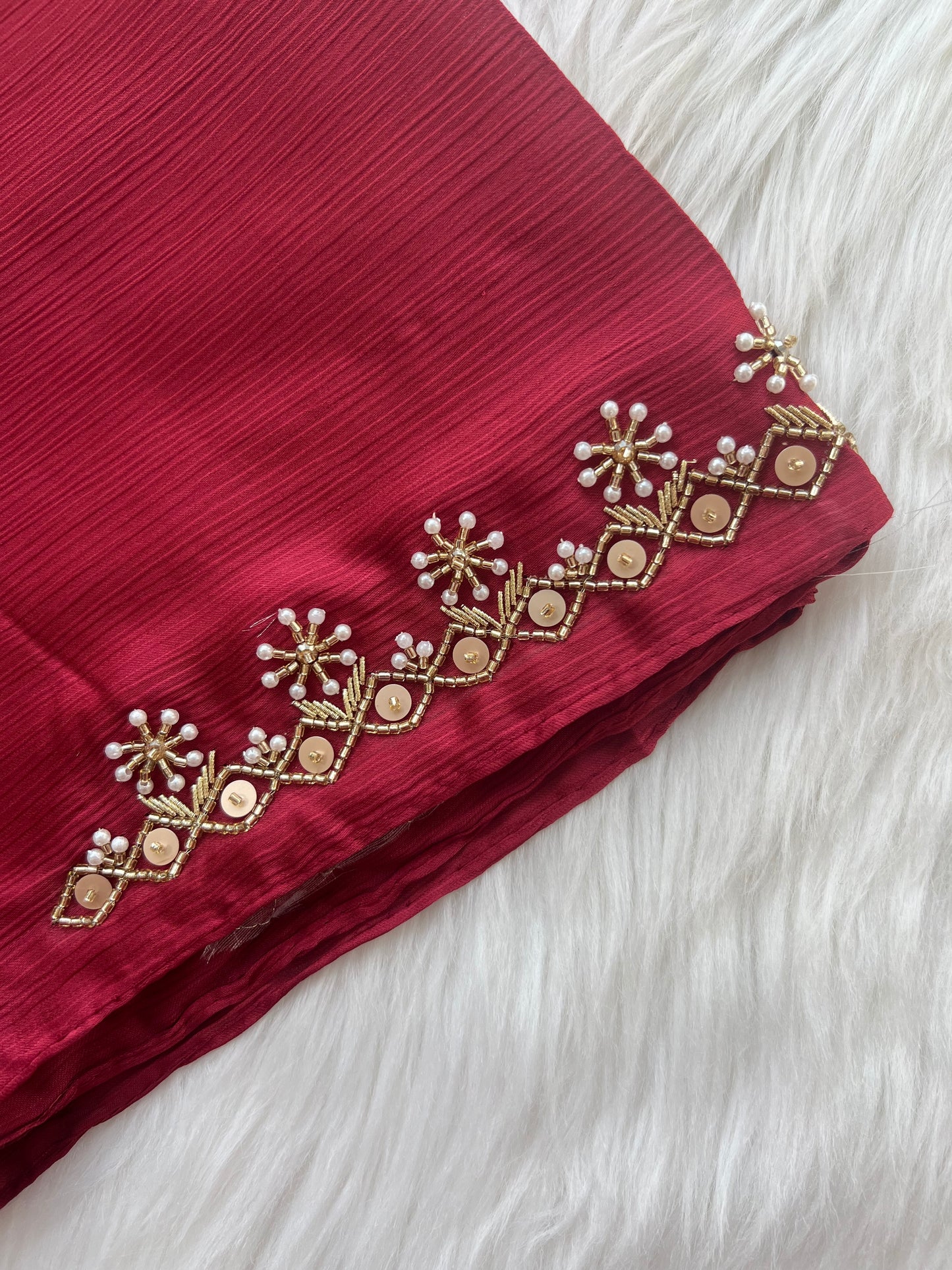 MEHRBAAN | FESTIVE PARTY WEAR LUXURY HANDWORK RED HIJAB