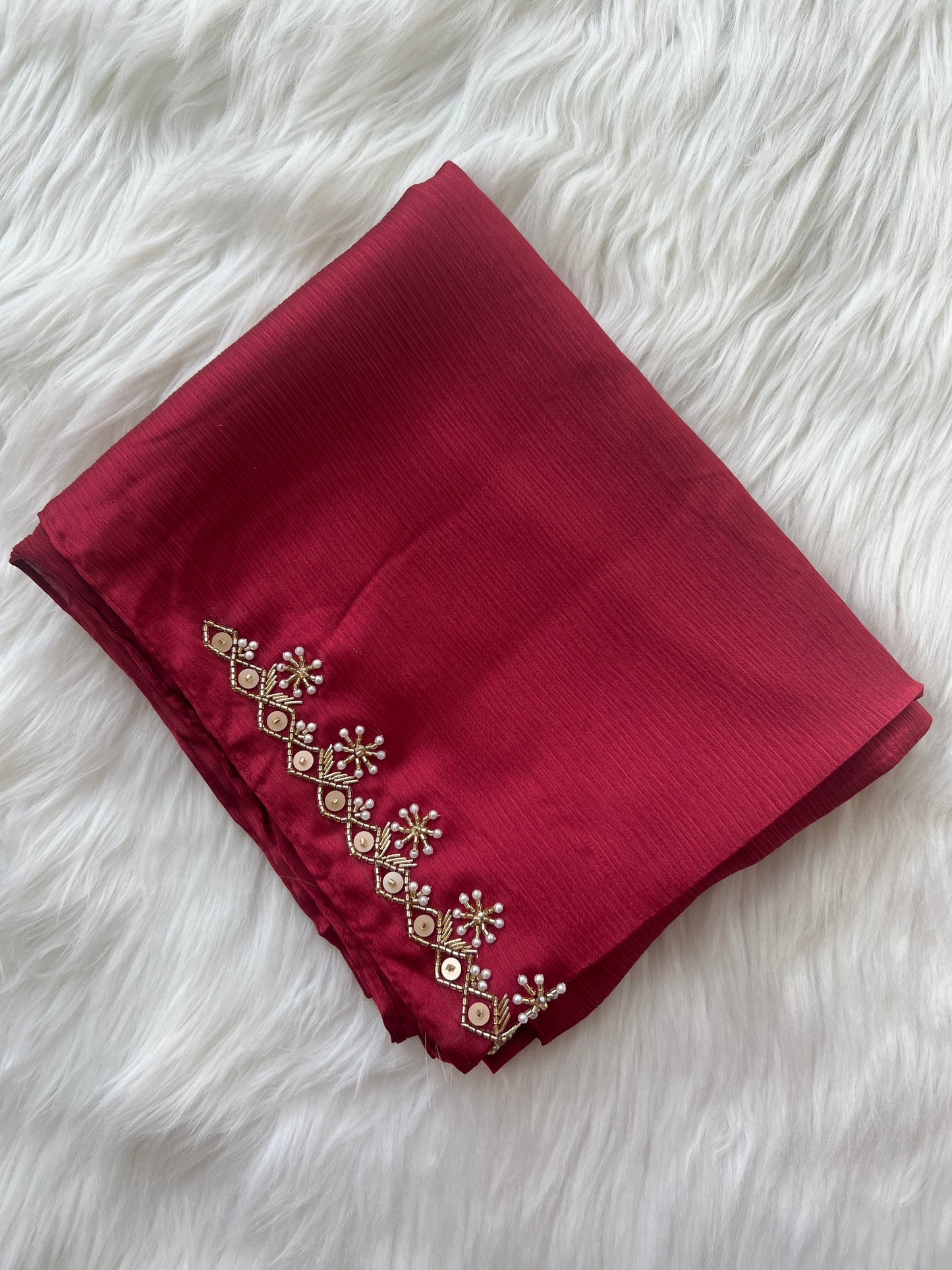 MEHRBAAN | FESTIVE PARTY WEAR LUXURY HANDWORK RED HIJAB