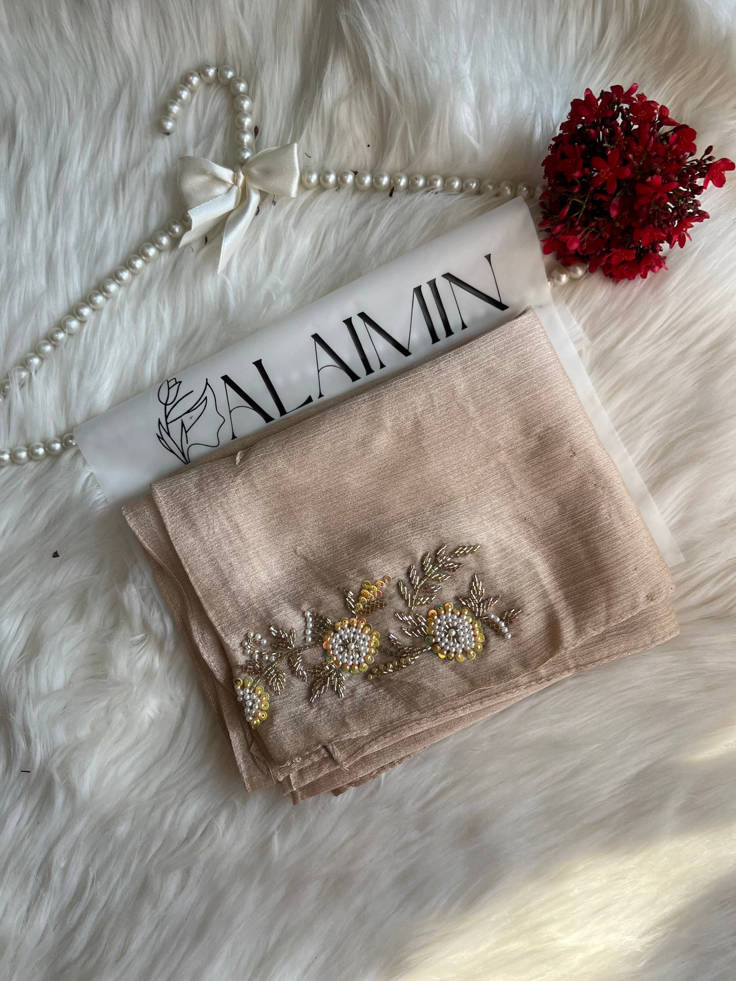 ZAREEN | FESTIVE PARTY WEAR LUXURY HANDWORK GOLDEN HIJAB