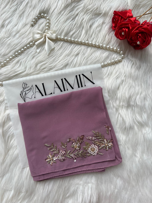 SEHR E GUL | FESTIVE PARTY WEAR LUXURY HANDWORK LILAC HIJAB