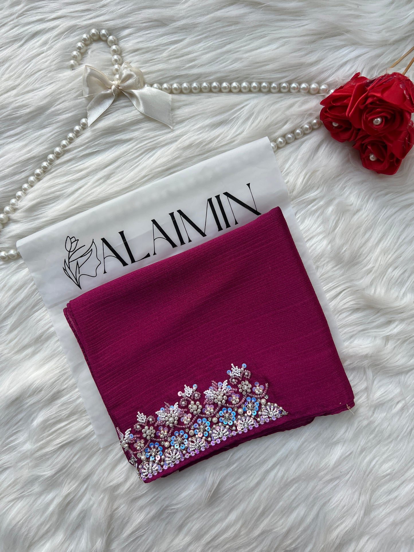 ELAYNAH | FESTIVE PARTY WEAR LUXURY HANDWORK SHOCKING PINK HIJAB PARTY WEAR FOR WEDDINGS & EID