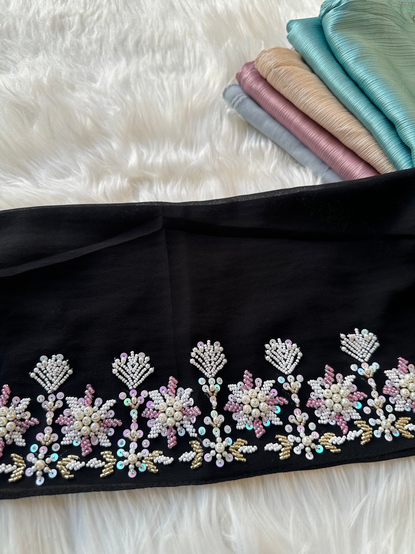GULZAAR| FESTIVE PARTY WEAR LUXURY HANDWORK BLACK HIJAB