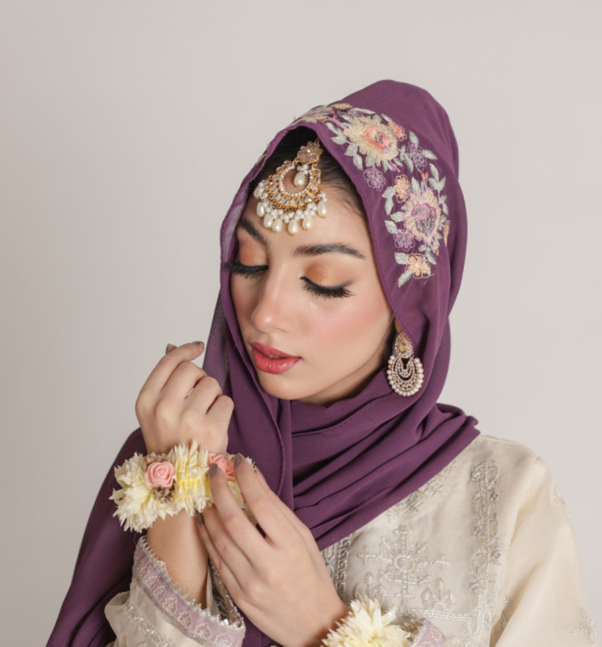 Festive Hijab in Chiffon Purple