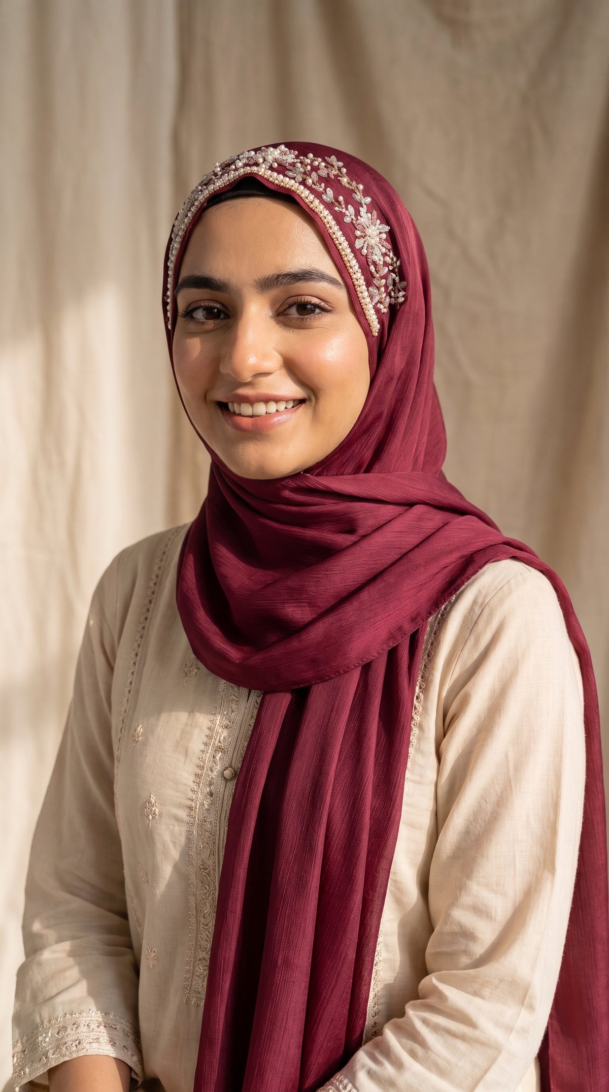 MEHR | FESTIVE HANDWORK MAGENTA HIJAB