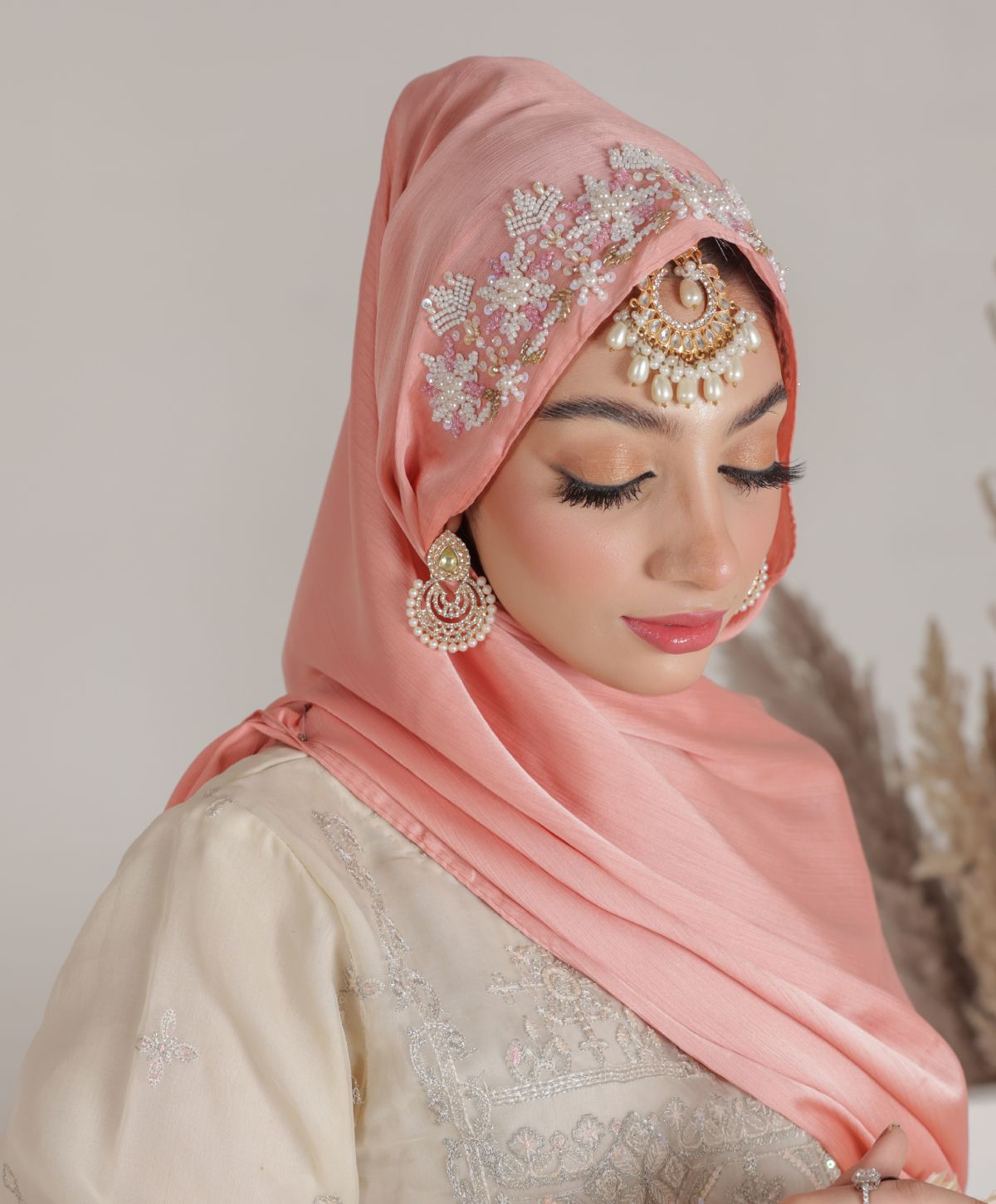 fancy Silky Hijab in Pink 