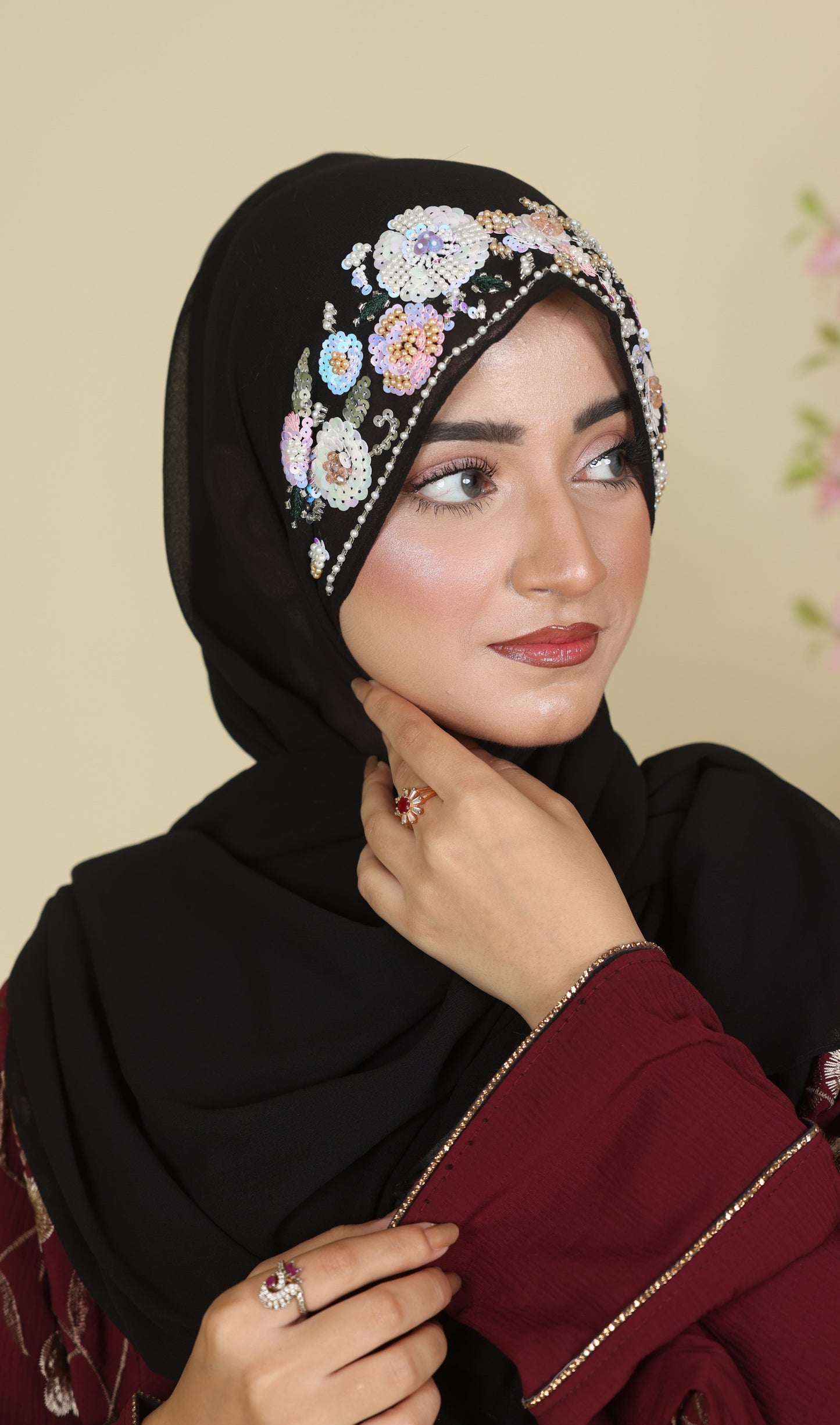 black
fancy black hijab
chiffon
georgette hijab